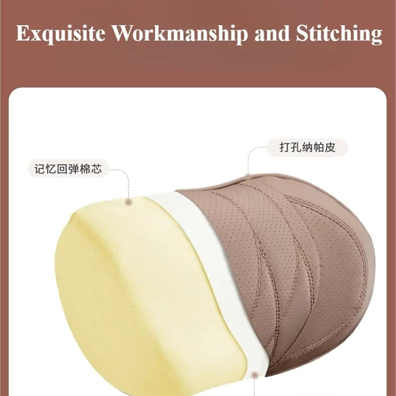 Compatible For NX/RX ES200 ES300h Car Neck Pillow Nappa leather Headrest CarLumbar Pillows Car Interior Decoration To Relieve Fatigue(Autumn Chestnut 1NP)