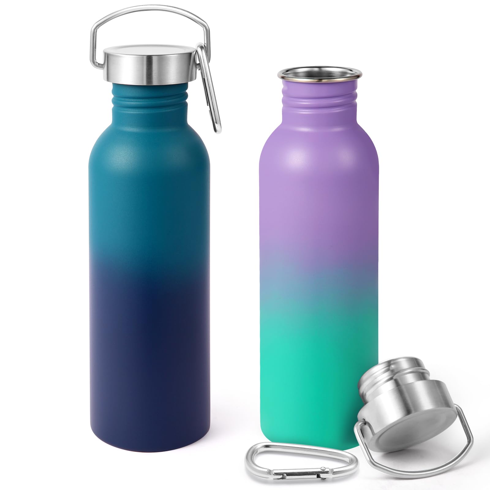 Bouteille d'eau sans BPA Volhoply lot de 2 gourdes inox anti-fuite avec poignée de transport