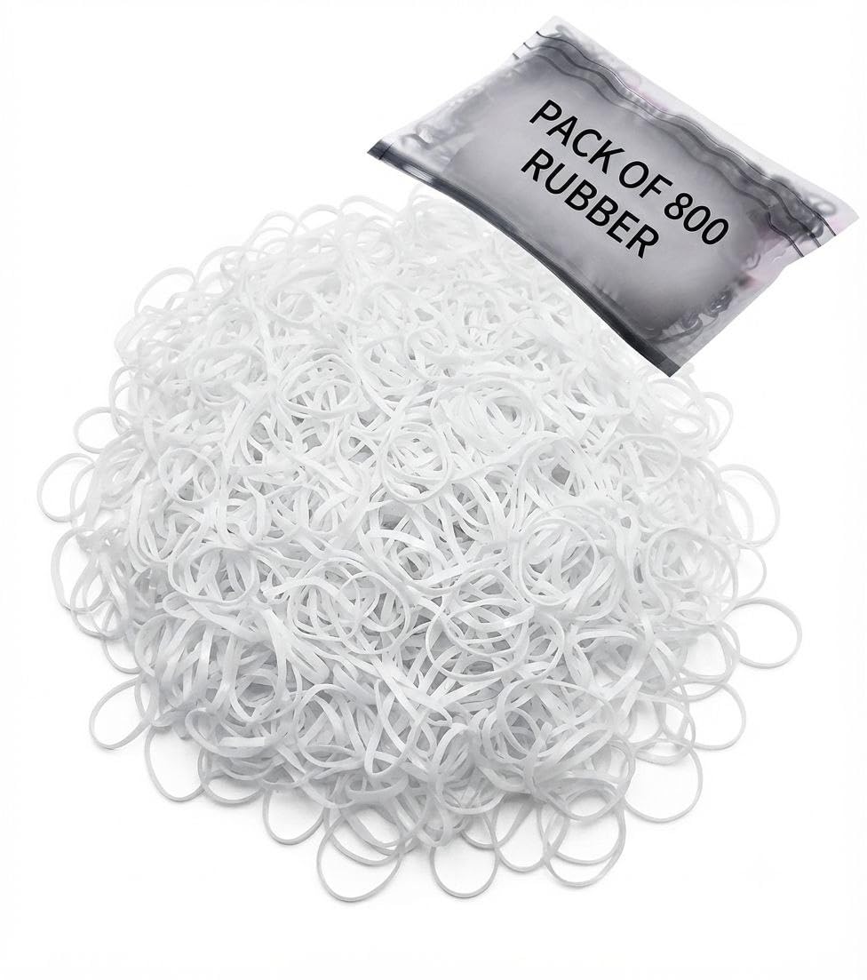 YAKARU Toddler Elastic Hair Ties Small Mini Rubber Bands 800pcs (WHITE) | for Baby Girls & Kids, Bulk Pack, Purple Colour, Mini Size, Soft & Stretchy-image-26