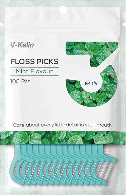 Y-Kelin Dental Floss-100 Pcs Dental Floss Toothpick,Teeth Stick,Tooth Picks,Floss Picks,Teeth Cleaning (Mint, 100 pcs)