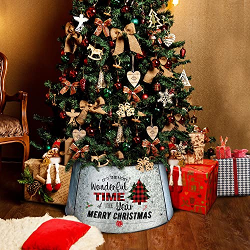 Pinata Christmas Tree Collars For Artificial Trees, Galvanized Tree Collars, Farmhouse Metal Tree Ring Tree Skirt Christmas Decorations For Trees thumb #2