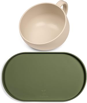 DogBuddy Food Mat Small, Khaki and Cup Sand Bundle
