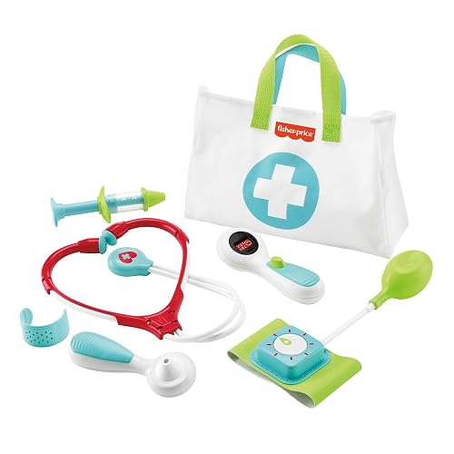 Fisher-Price Doctor Playset Medical Kit 7-Piece Toy for Dress Up and Preschool Pretend Play Ages 3+ Years