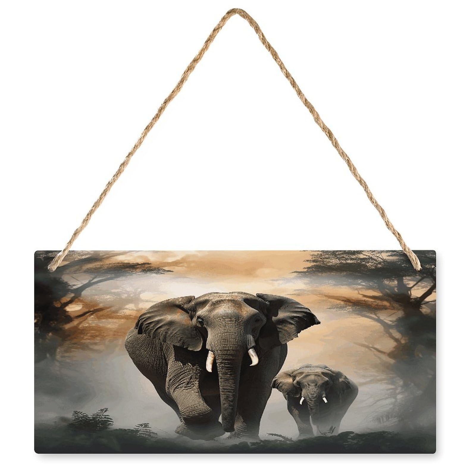 Fodpand Style Elephant In The Fog Wall Art Wooden Hanging Sign Decor, Artwork For Wall Decoration, Funny Plaque For Bedroom Kitchen Living Room Home Decoration 9.8 X 4.9 Inch