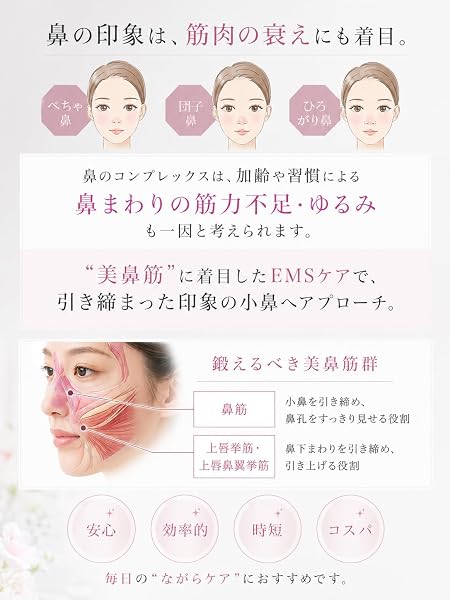 鼻クリップ 鼻美顔器【美容専門家監修】 EMS美鼻器 ビリビリしにくい 鼻筋トレーナー 鼻を高く・小さく 3段階圧力調整 低周波パルス 軽量13.5g Type-C充電 10分自動OFF 男女兼用 収納ケース付 日本語説明書 1年保証 - 3