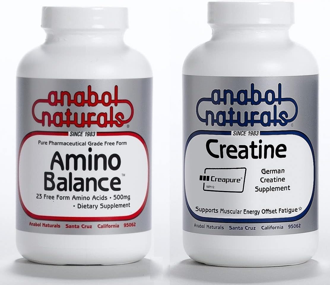 Anabol Naturals Energy Stack: Amino Balance 500 gram Pure Powder & Creapure Creatine 500 gram Pure Powder (5 Month Supply)