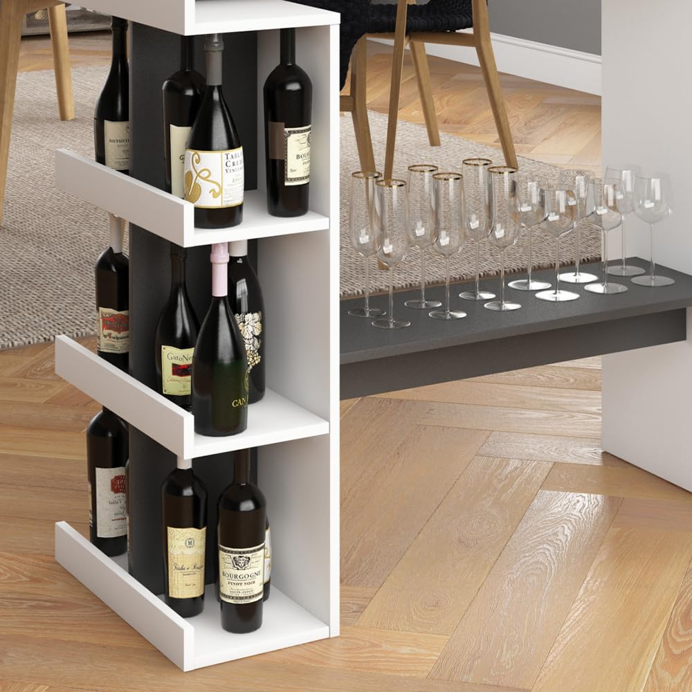 Vicco Tavolo bar alto Dana, Bianco, 108 x 50 cm, con ripiani aperti per l'utilizzo come tavolo alto