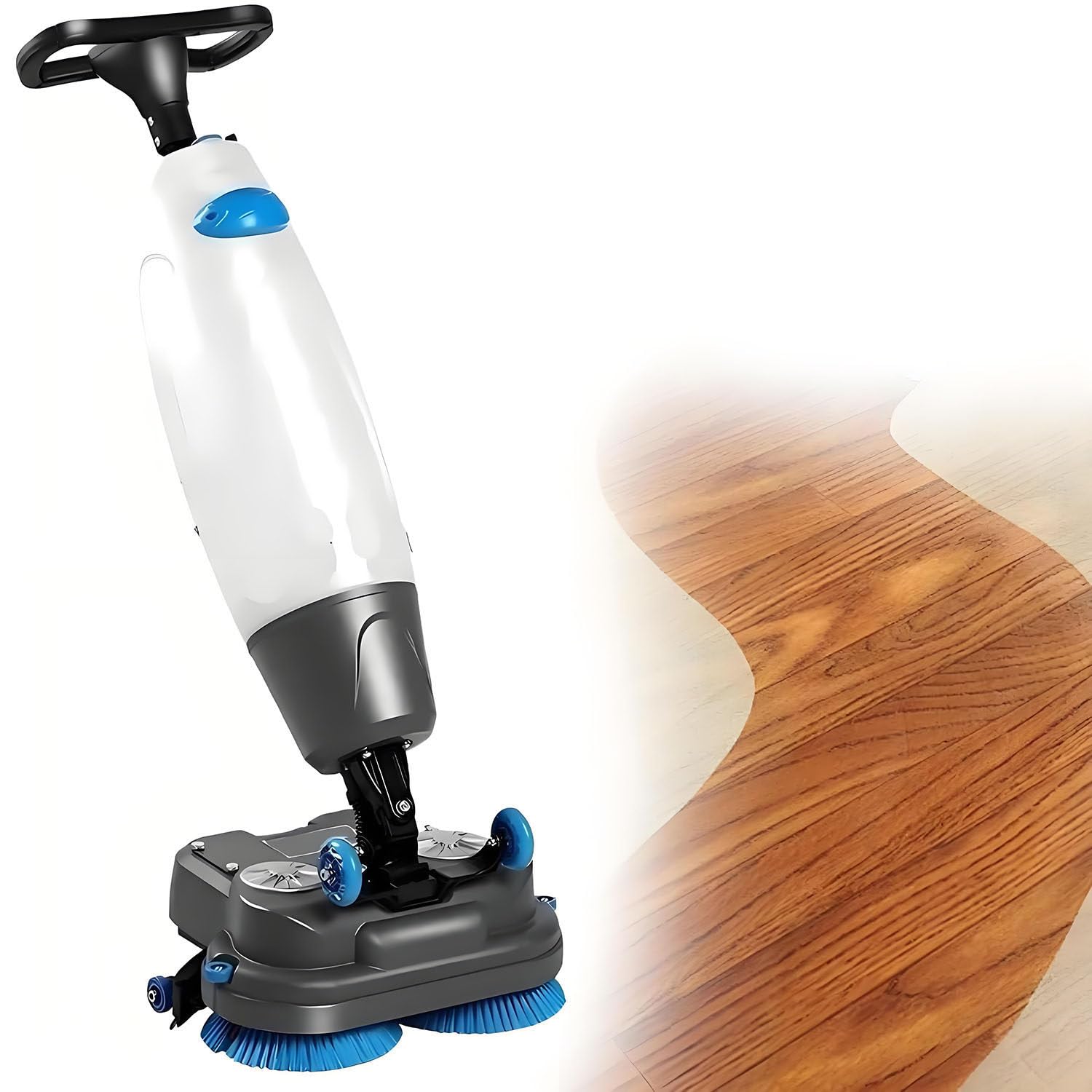 Máquina de limpieza de suelos ligera y resistente, 17 pulgadas de ancho, limpiador eléctrico de suelos con cepillos dobles y cabezal giratorio de 360° para uso comercial