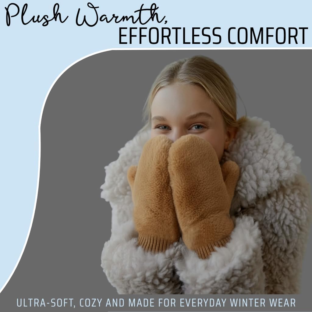 Funky Junque Faux Fur Flip Mittens Womens Warm Convertible Fingerless Gloves - Image 4