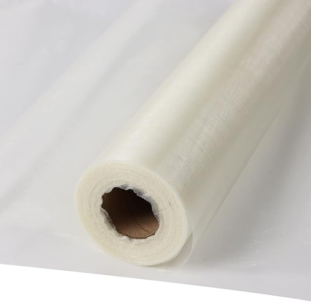 30 m x 30 cm Fabric Table Runner Tulle Roll Organza Transparent Roll of Organza Sheer Fabric Elegant Decorative Cloth for Wedding Chair Table Decoration DIY Crafts (Ivory)