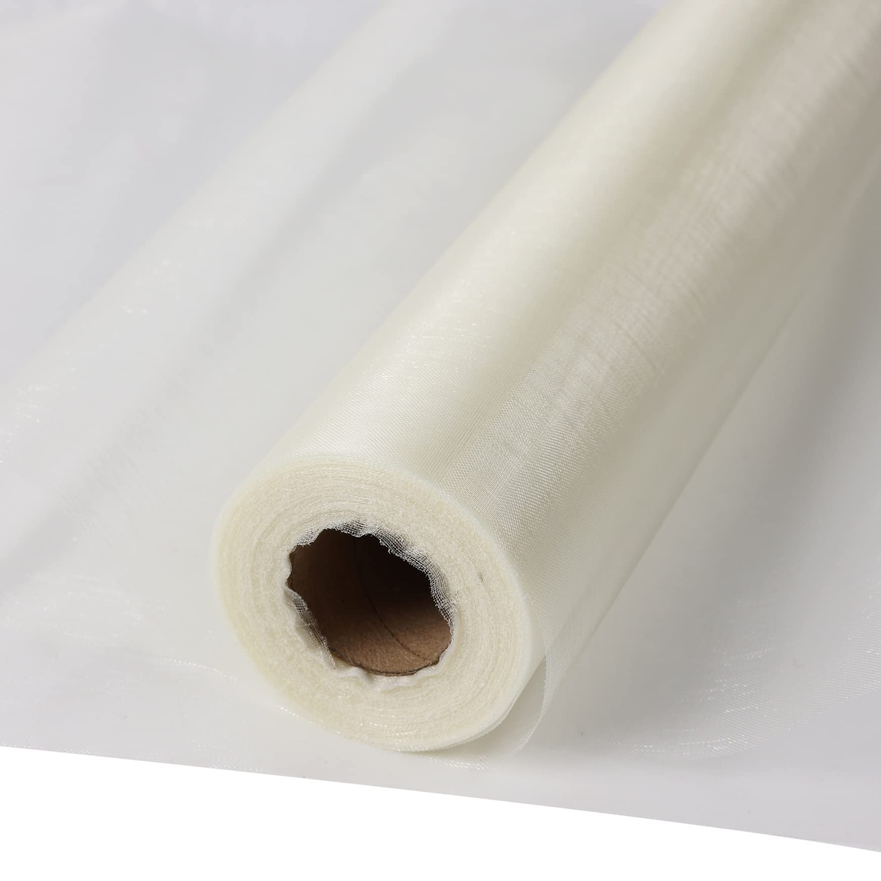30 m x 30 cm Fabric Table Runner Tulle Roll Organza Transparent Roll of Organza Sheer Fabric Elegant Decorative Cloth for Wedding Chair Table Decoration DIY Crafts (Ivory)