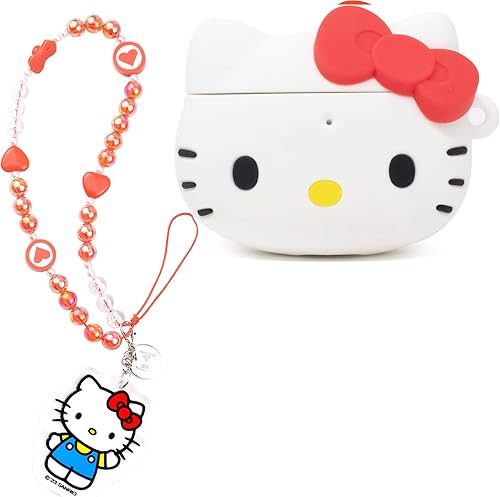 iFace Hello Kitty - Correa de muñeca con cuentas y figura de Hello Kitty AirPods de 1ª/2ª generación con mosquetón