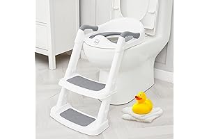 Forbena Toddler and Adult Toilet Seat Combo (White-Grey)