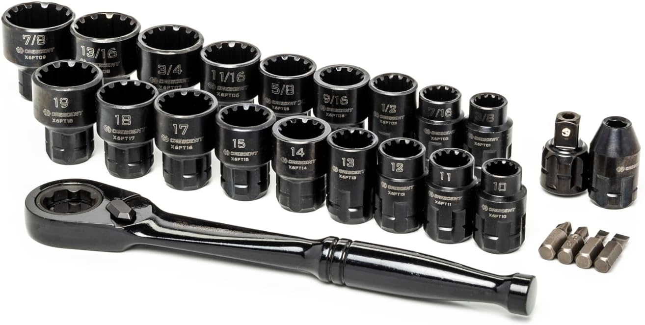25 Piece 3/8" Drive Pass-Thru X6 Standard Spline Mechanics Tool Set - CX6PT25