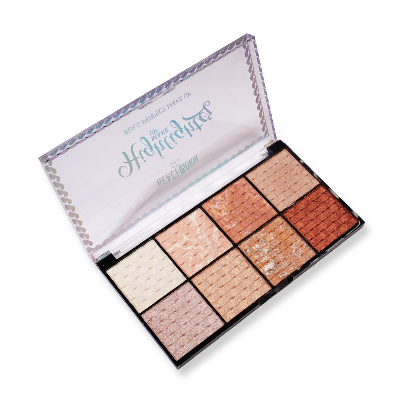 BEACHBORN INDIA Multicolor Highlighter Palette Highly Pigmented and Blendable | Matte Finish | Perfect Makeup with Radiant, Buildable Shades Build Perfect Makeup 8 Colour Palette (BBI-02-01 SHADE NO.1, 28G)