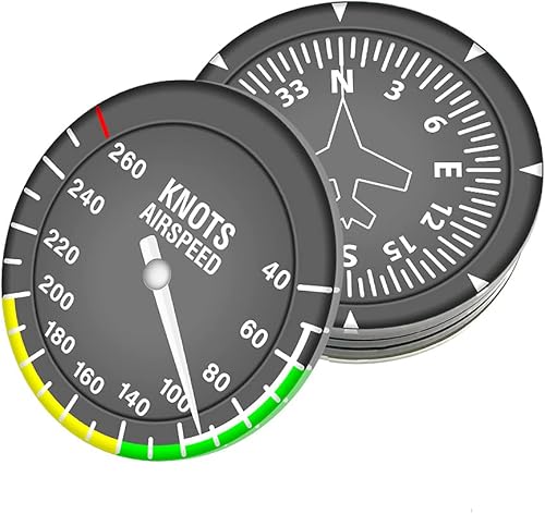 Miniatura 4 de Juego de 6 posavasos para instrumentos de aviación, instrumentos de vuelo modernos, acrílicos, divertidos posavasos de aviación para bebidas