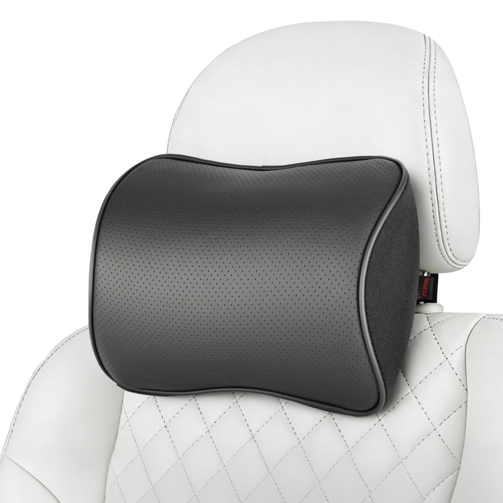 Memory Foam Car Neck Pillow Soft Leather Headrest for Driving Home Office Black (1PC)