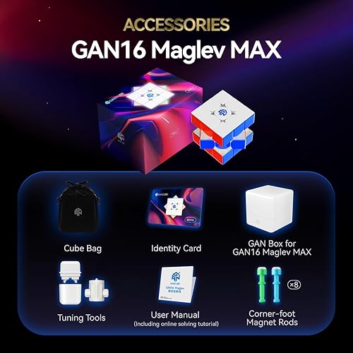 Miniatura 9 de GAN 16 Maglev Max Speed Cube 3x3 Magnético, Cubo de velocidad de estabilidad de potencia, tacto máximo profesional, cubo de velocidad para niños y