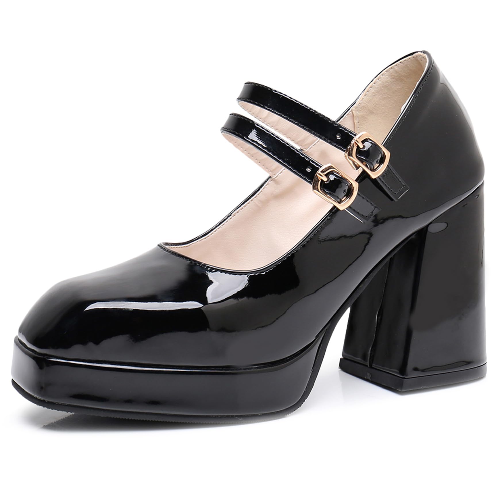 Bviennic Donna Tacco a Blocco Mary Jane con Plateau 720, Numero 34-45