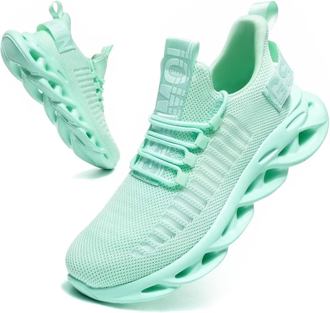 Jakcuz Women's Lace Up Walking Shoes Breathable Ultra Lightweight Sport Casual Ladies Girls Fashion Platform Sneakers