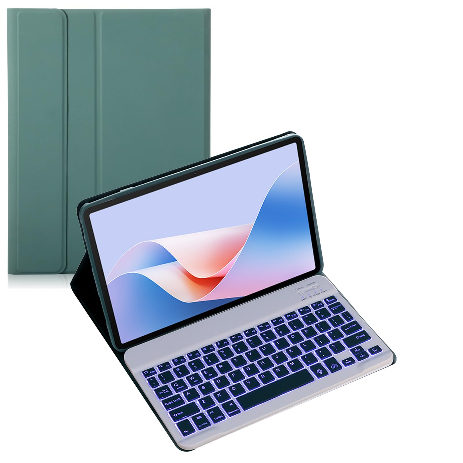 Keyboard Case for Lenovo Tab S11 11inch 2025 Tablet, Wireless Bluetooth Keyboard, Soft Silicone Edge Protective Case with Stand, 2025 New Model (Green,Backlit)