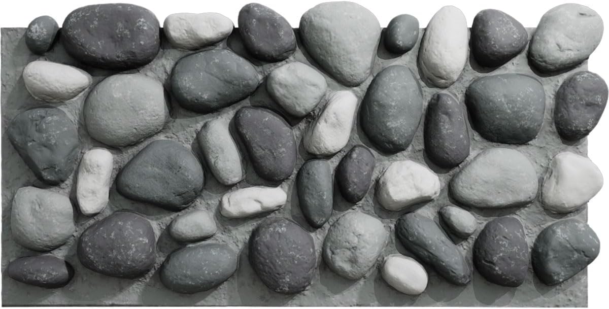 EverStone River Rock Faux Rock Panel, 49"W x 24 3/4"H x 3"D, Azure Stone Color