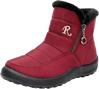 Amazon.com: Botas de invierno para mujer, cómodas al aire libre, cálidas,  con cremallera en forma de V, forro de felpa, botas de nieve de moda :  Ropa, Zapatos y Joyería
