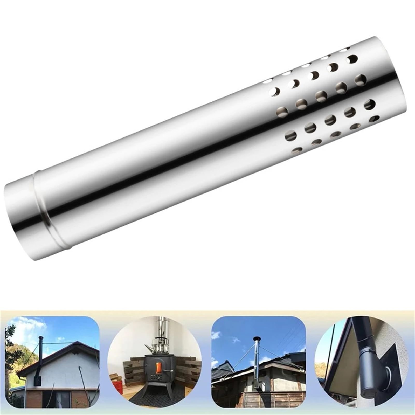 Tubo per Stufa Stufa in Acciaio Inox Canna Fumaria da Campeggio Esterna Stufa a Legna Stufa di Riscaldamento Caldaia Tubo di Scarico Canna Fumaria Liner 6 Centimetri di Diametro