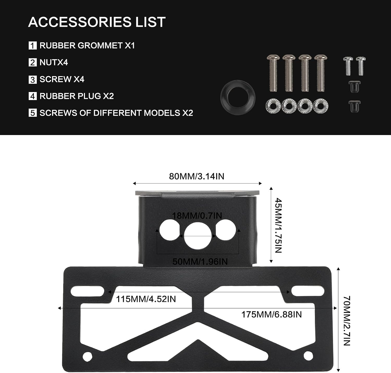Ninja 500 Fender Eliminator Kit, Tail Tidy License Plate Bracket Holder Motorcycle Fender Eliminator Compatible with Kawasaki Ninja 500 Z500 2024-2025 400 Z400 2018-2023 250 2018-2025