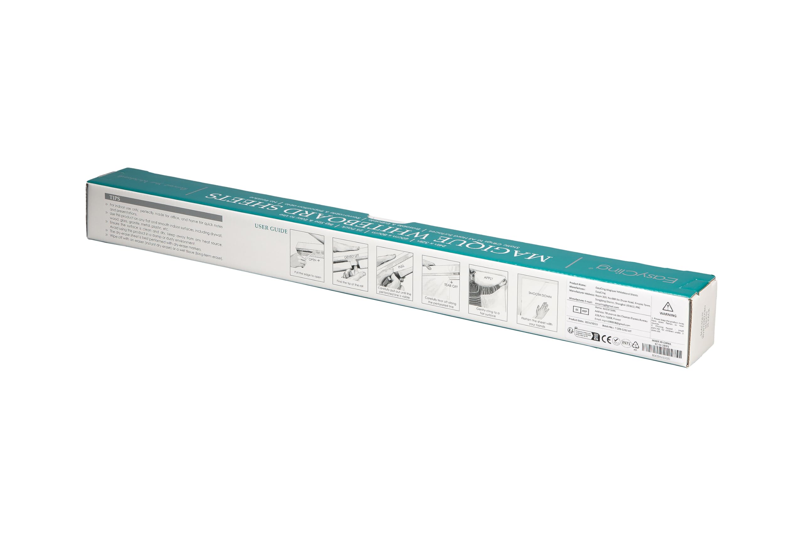 Magique Film autocollant pour tableau blanc – Film électrostatique avec 25 feuilles et 1 marqueur pour tableau blanc, pour toutes les surfaces dures, adhère sans colle ni aimants, 60 cm x