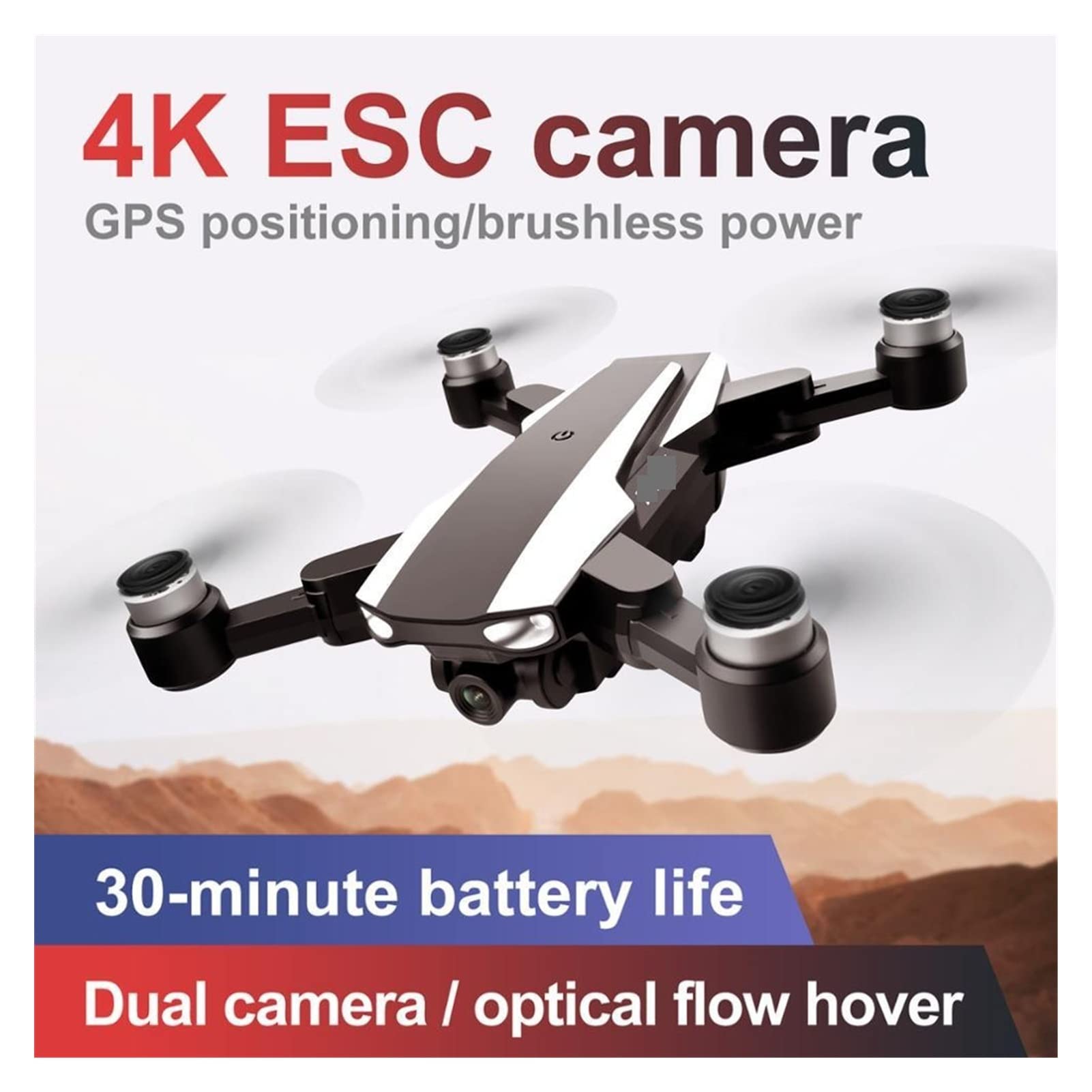 Składany dron Quadcopter 4K HD Podwójna kamera z GPS 5G WiFi FPV Transmisja w czasie rzeczywistym Bezszczotkowy silnik Rc Odległość 2 km Profesjonalna zabawka drona (Kolor: Rozmiar torby 4K: 1)