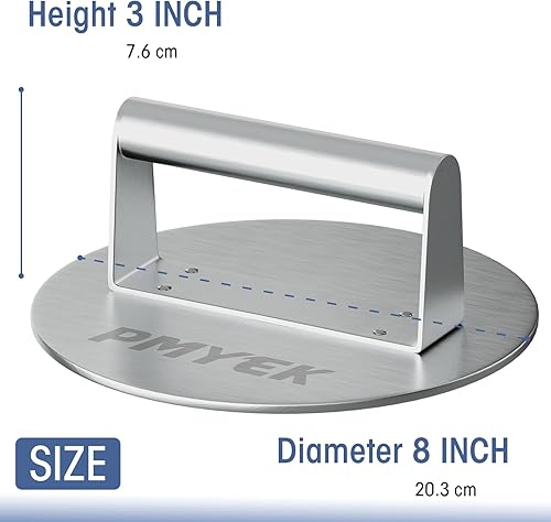 Miniatura 4 de Prensa de hamburguesa de acero inoxidable, Trituradora de hamburguesas redonda de 8 pulgadas, Prensa de tocino para hamburguesas de carne