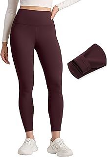 CRZ YOGA Matte Fleece Lined Leggings 25'' - Thermal Casual Lounge Workout Womens Yoga High Waisted Pants Winter Warm