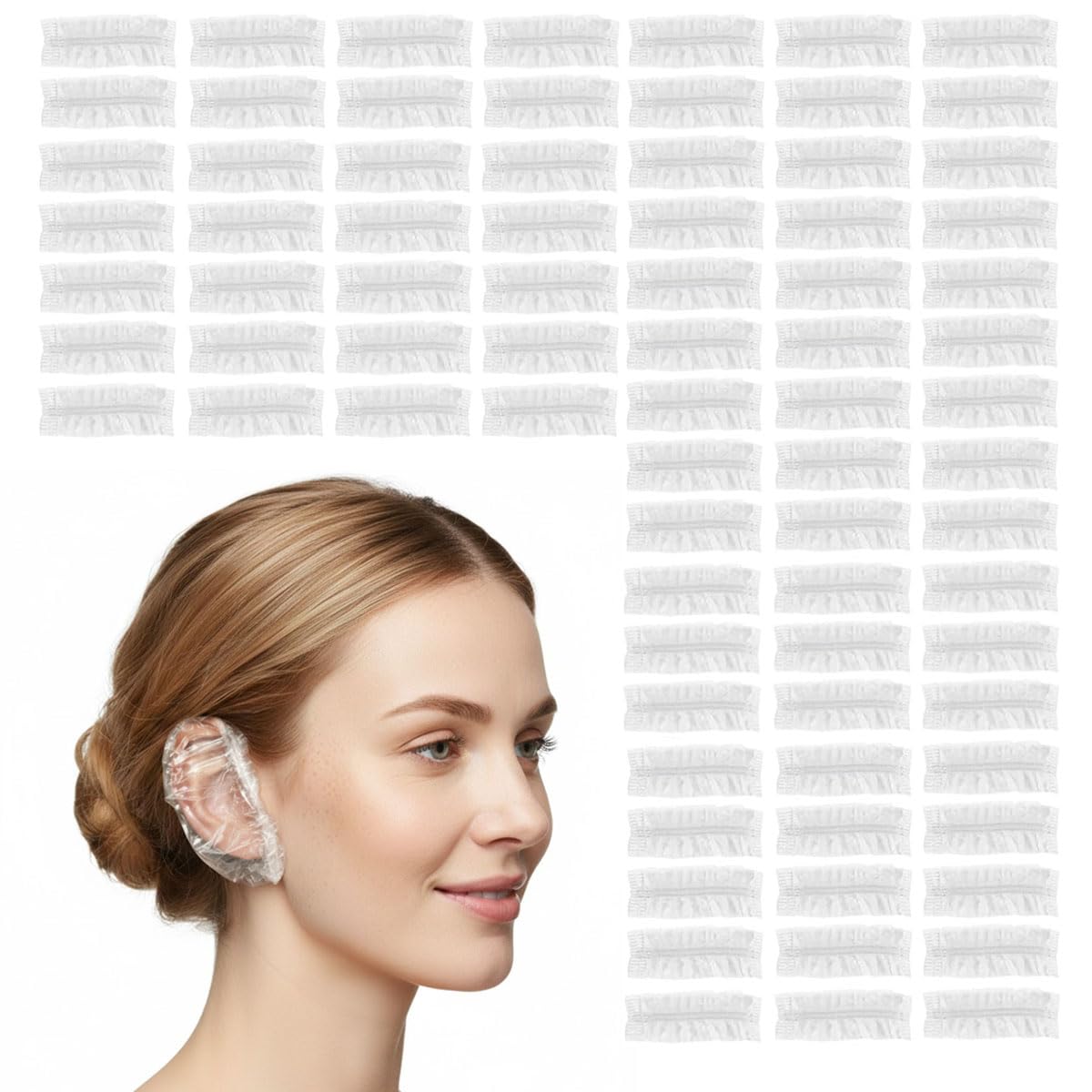 Ear Protection Shower Waterproof - Pack of 100 Disposable Earmuffs for Hair Dyeing & Swimming Transparent Ear Patches Covers Adults Children Ear Protection Shower Cap (100, Colour)