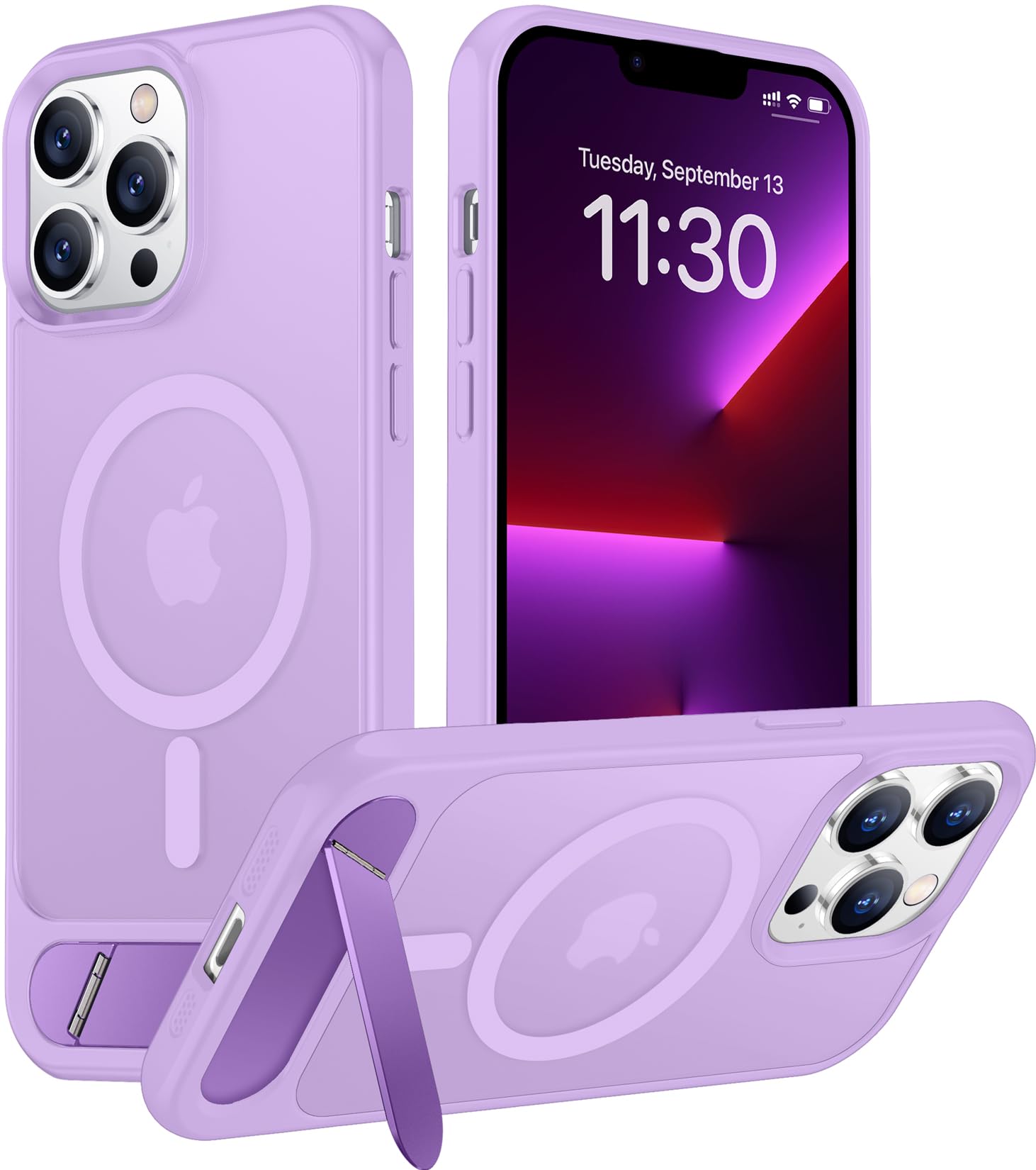 Temdan Magnetic Compatible with iPhone 13 Pro Max Case, [Built-in Invisible Kickstand][Compatible with MagSafe][Military Grade Shockproof] Slim Translucent Matte Phone Case for iPhone 13 Pro Max 6.7"