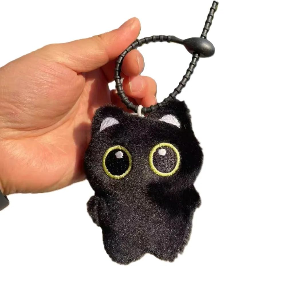Mochila Com Formato De Gatinho De Pelúcia Fofa Felpuda Alças Kawaii | Mochila de Pelúcia Fofa de Desenho Animado Gato (Chaveiro)