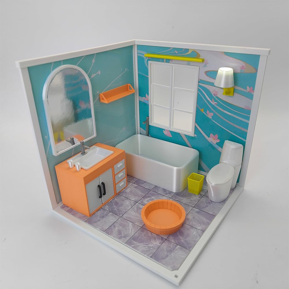 LYTP121003 1/12 geometryczna słodycz wiosna łazienka druk 3D DIY miniaturowe sceny domek dla lalek kreatywne dekoracje pulpit scenariusze mini modele 30 cm BJD OB lalka
