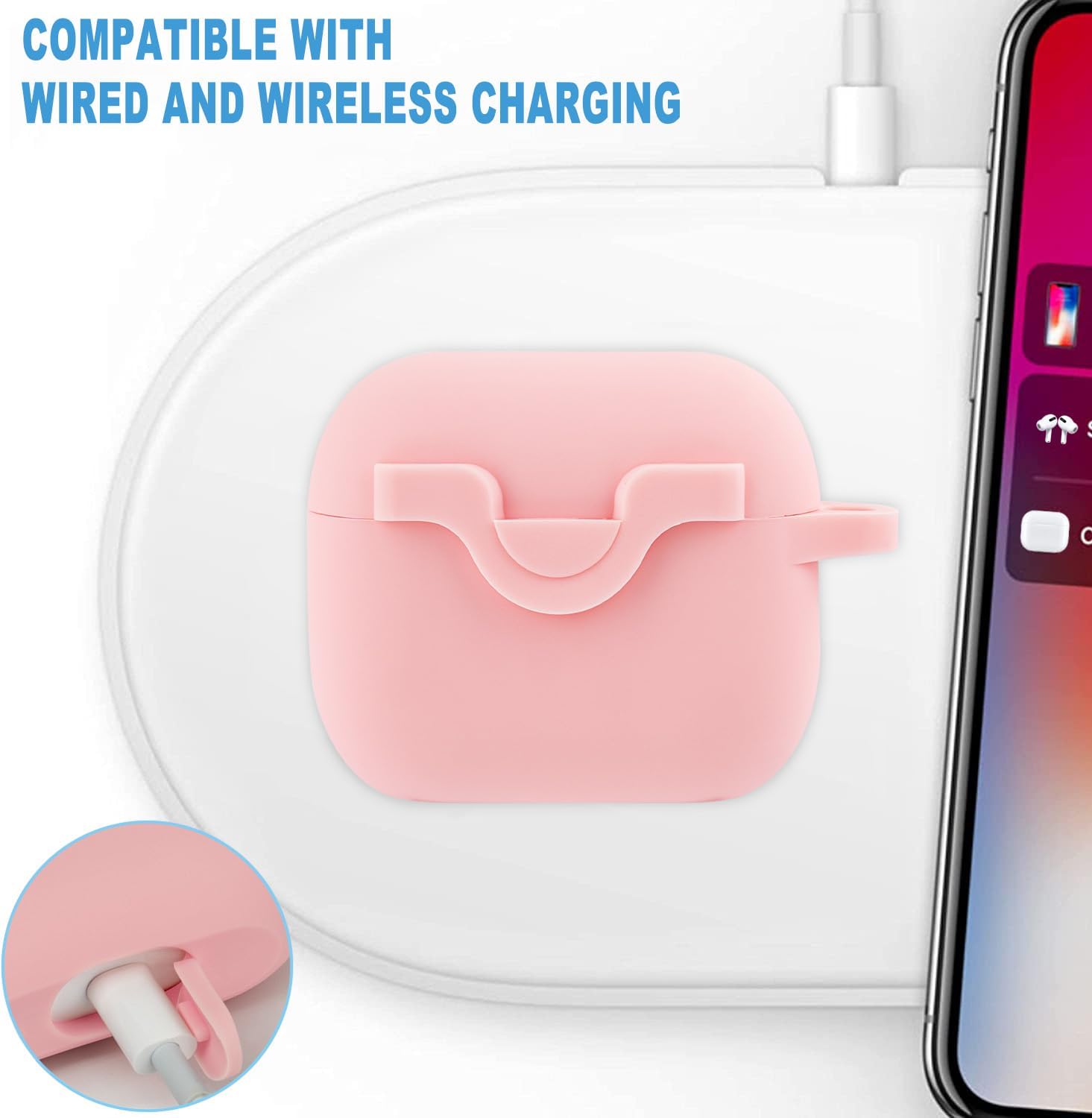 Case for Airpods 3 Case with Cute Bling Keychain, Silicone Protective Case Cover for Airpods 3rd Generation Case Earbuds Cases Women Girls for Apple Air pod 3 Pink image 4
