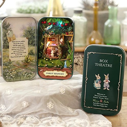 Flever Dollhouse Miniature DIY House Kit Creative Room with Furniture and Cover for Romantic Valentine's Gift(Melody of Forest)