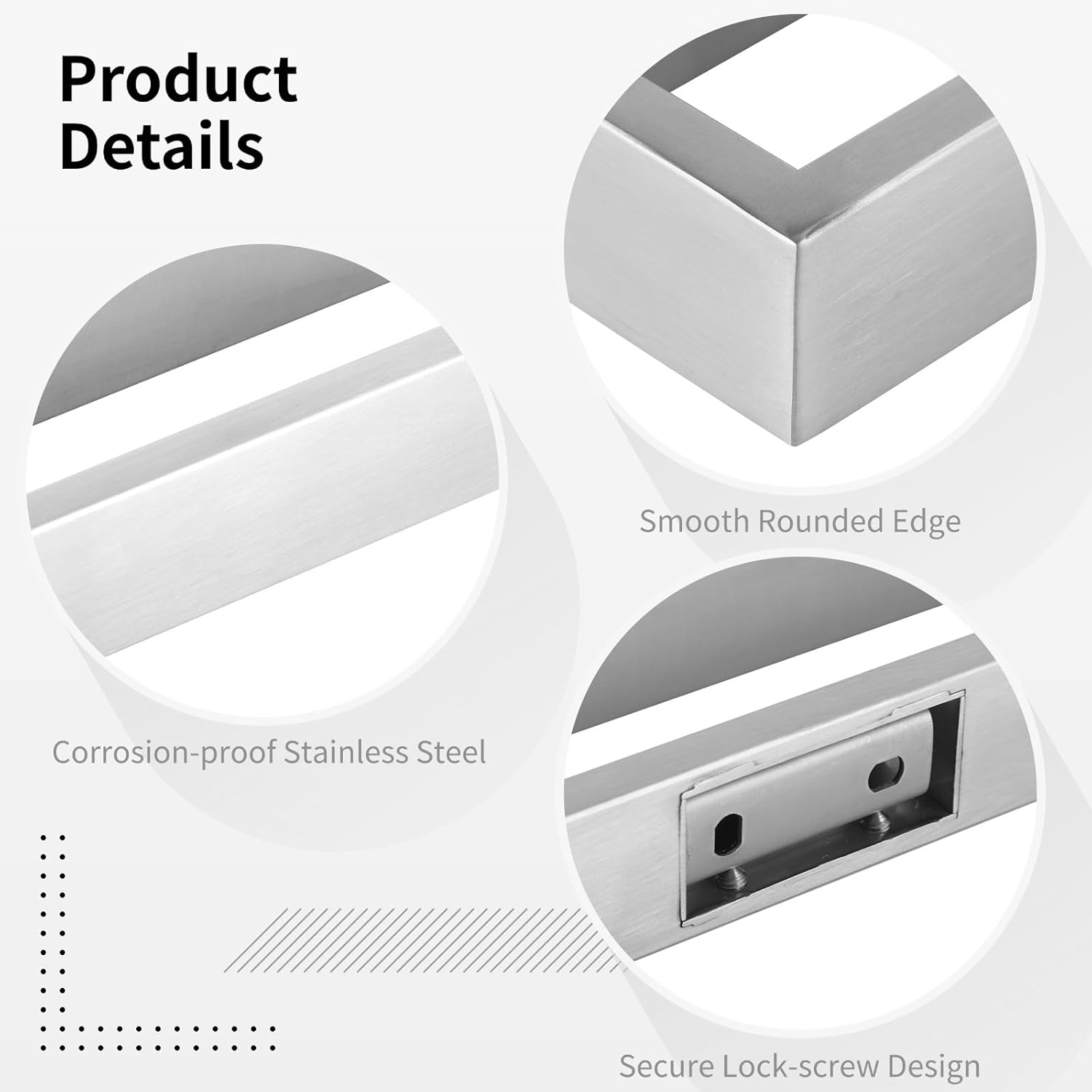 2 Pcs Bathroom Towel Rings, Square Brushed Towel Holders, Wall Mounted Hand Towel Racks, Stainless Steel Towel Hangers, Rectangular Modern Towel Stands