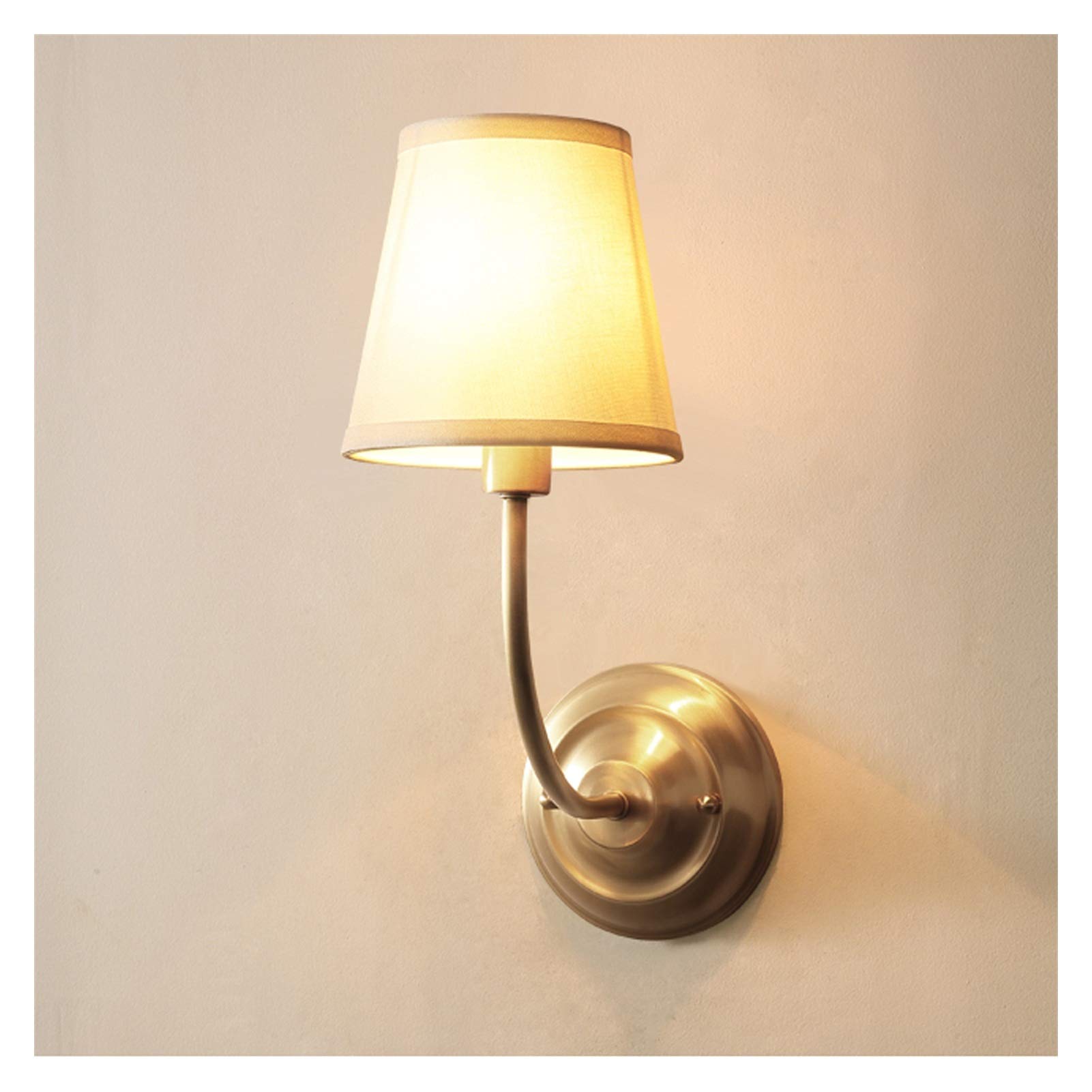 YNIYUJKL Wall Lamp, Wall Lamp Modern Minimalist Wall Lamp With Linen Lampshade Bedroom Bedside Copper Wall Light Wall Sconce Light For Staircase Corridor Aisle Living Room W,2PACK
