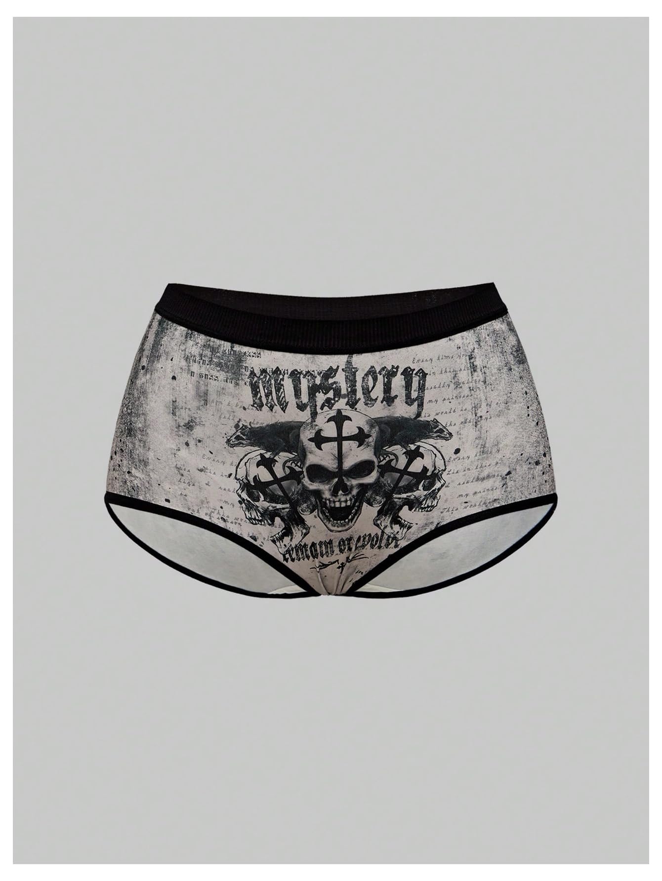 WDIRARA Women's 5 Pack Goth Graphic Panties Boyshorts Mid Rise Shorts Briefs Boxer: Small Multicolor