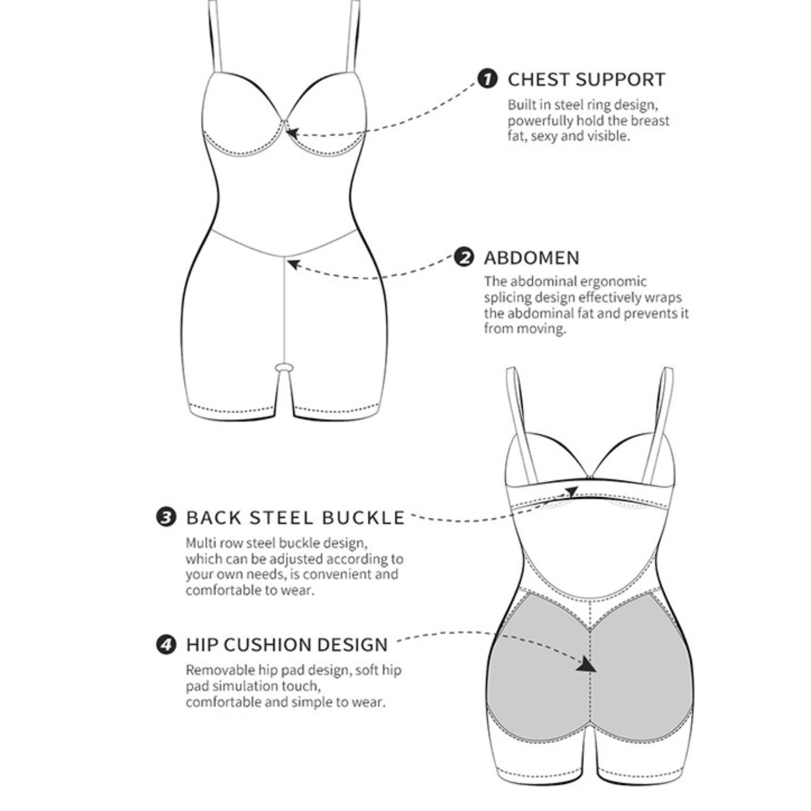 KIRYU Damskie body modelujące brzuch bezszwowe body modelujące sylwetkę trener talii wyszczuplające body (skóra, XL)