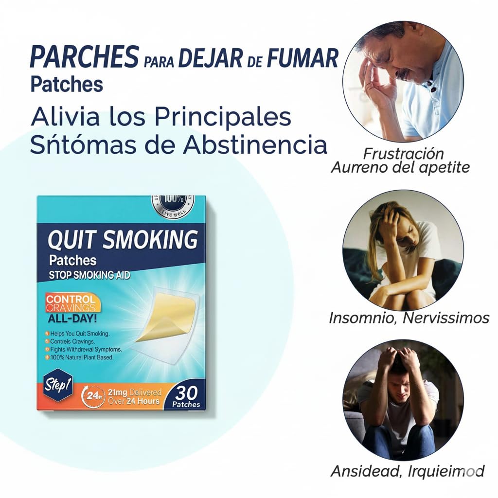 BAYON Parches para Dejar de Fumar Pack Paso 1 y 2 (21 mg + 14 mg) – Tratamiento Antitabaco con Reducción Gradual de Nicotina – Controla Ansiedad y Dependencia – 60 Parches 24h