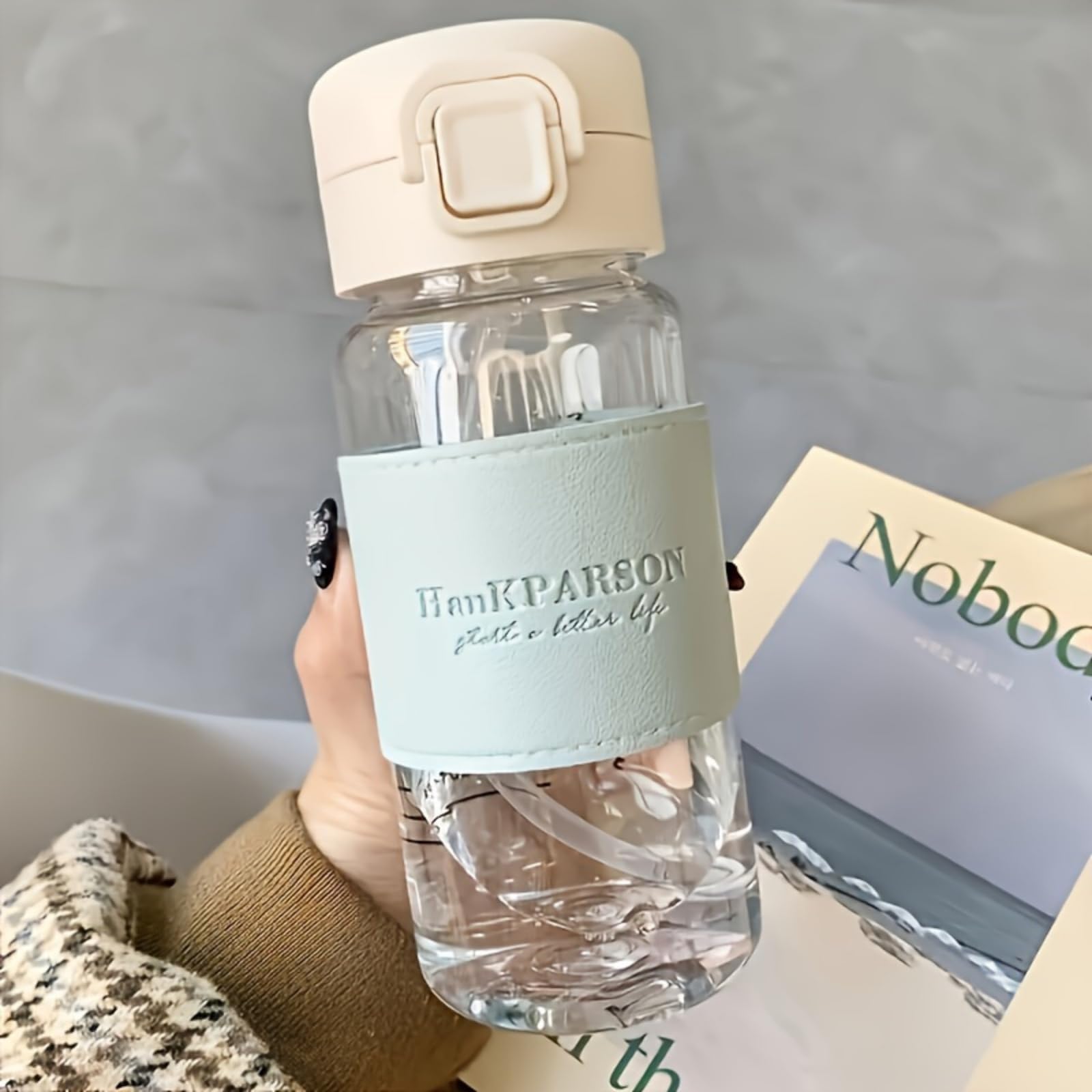 Small Water Bottle 500ml Leak Proof, Easy to Open, Secure Lock, Dishwasher Safe, BPA Free, Carry Handle, Hygienic Flip Cover, Easy Clean, Odor Free-Light Green