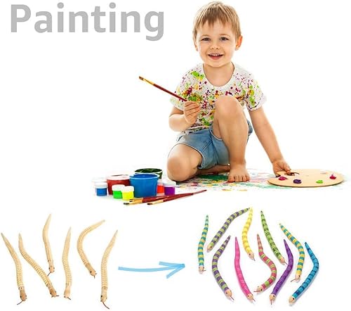 Miniatura 3 de Serpientes Wiggly de madera natural sin terminar Serpiente de madera flexible de 12 pulgadas Lienzo en blanco Ideal para artes y manualidades