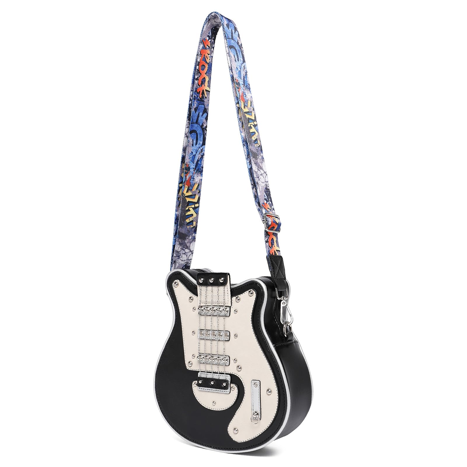 Piceioep Stylish Guitar Bag With Shaped PU Leather Crossbody, Casual Shoulder Bags Satchel Purse With Adjustable Shoulder For Music Lover And Travelers