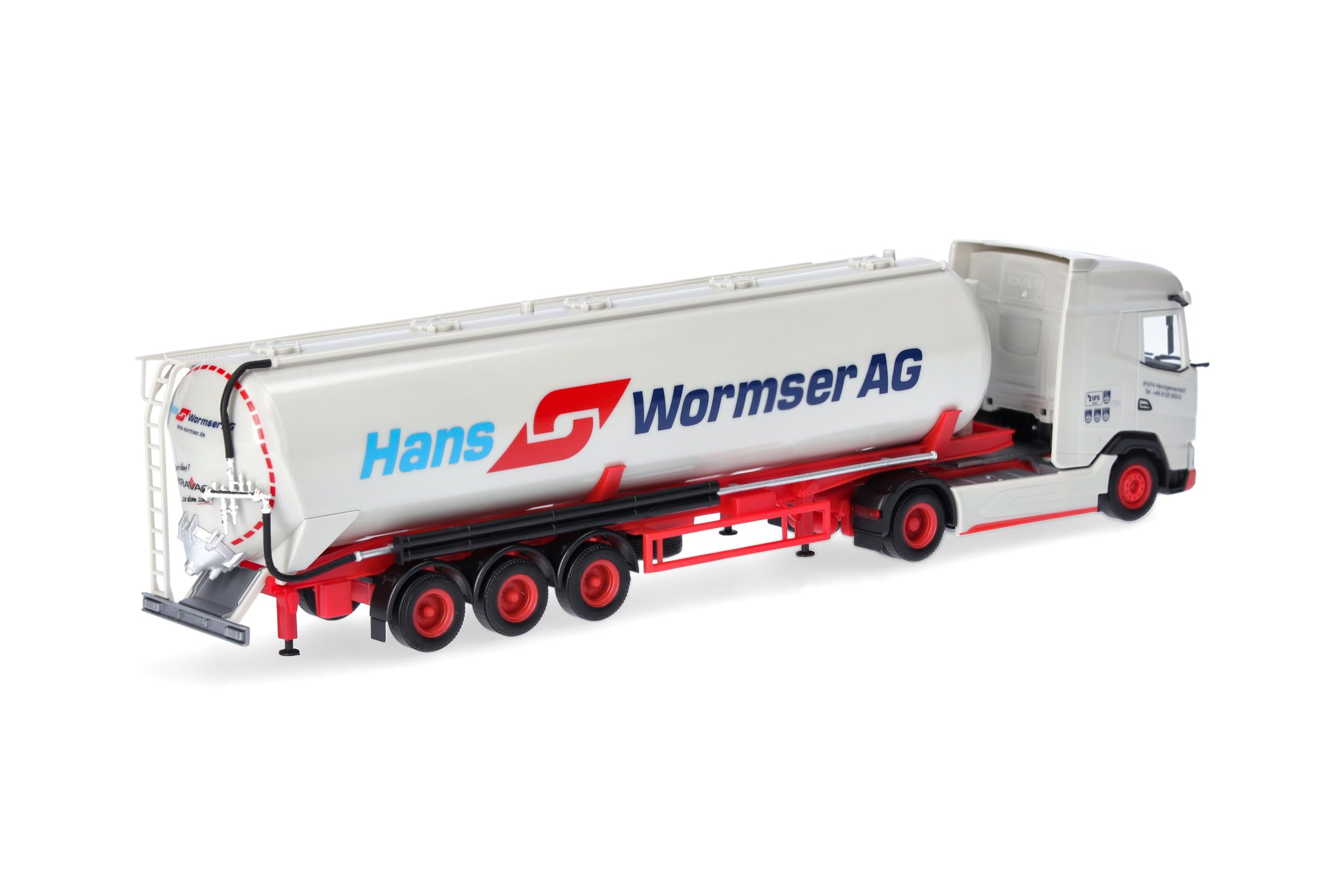 Herpa LKW Modell DAF XG Silo-Sattelzug 60m³ Hans Wormser, Miniatur im Maßstab 1:87, Sammlerstück, Made in Germany, Kunststoff
