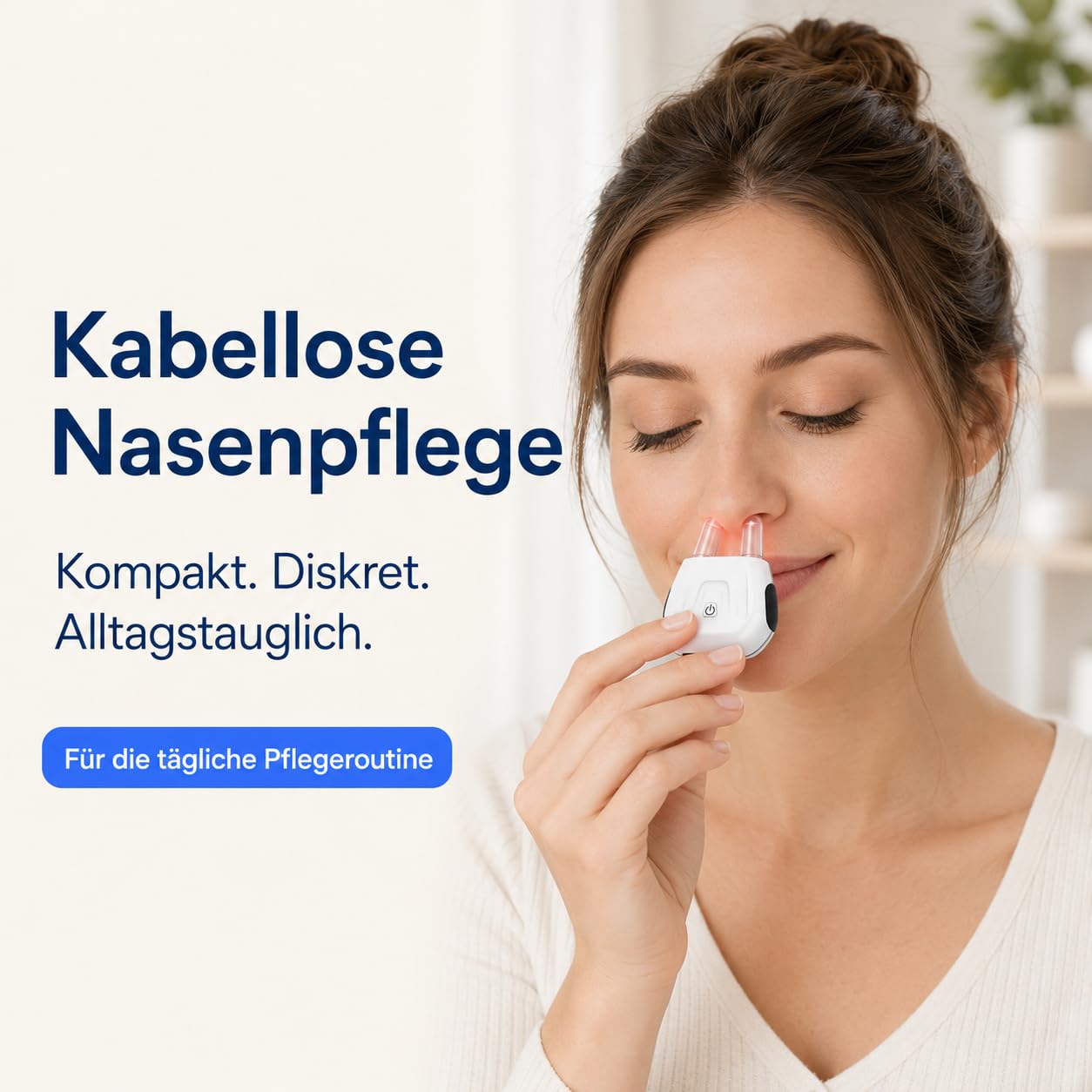 Rotlicht-Nasentherapiegerät 630 nm,Rhinitis-Therapiegerät für allergische Rhinitis, Nasenverstopfung & Niesen, 5-Minuten-Zyklus, kabellos mit Blaulicht-Reinigungssystem