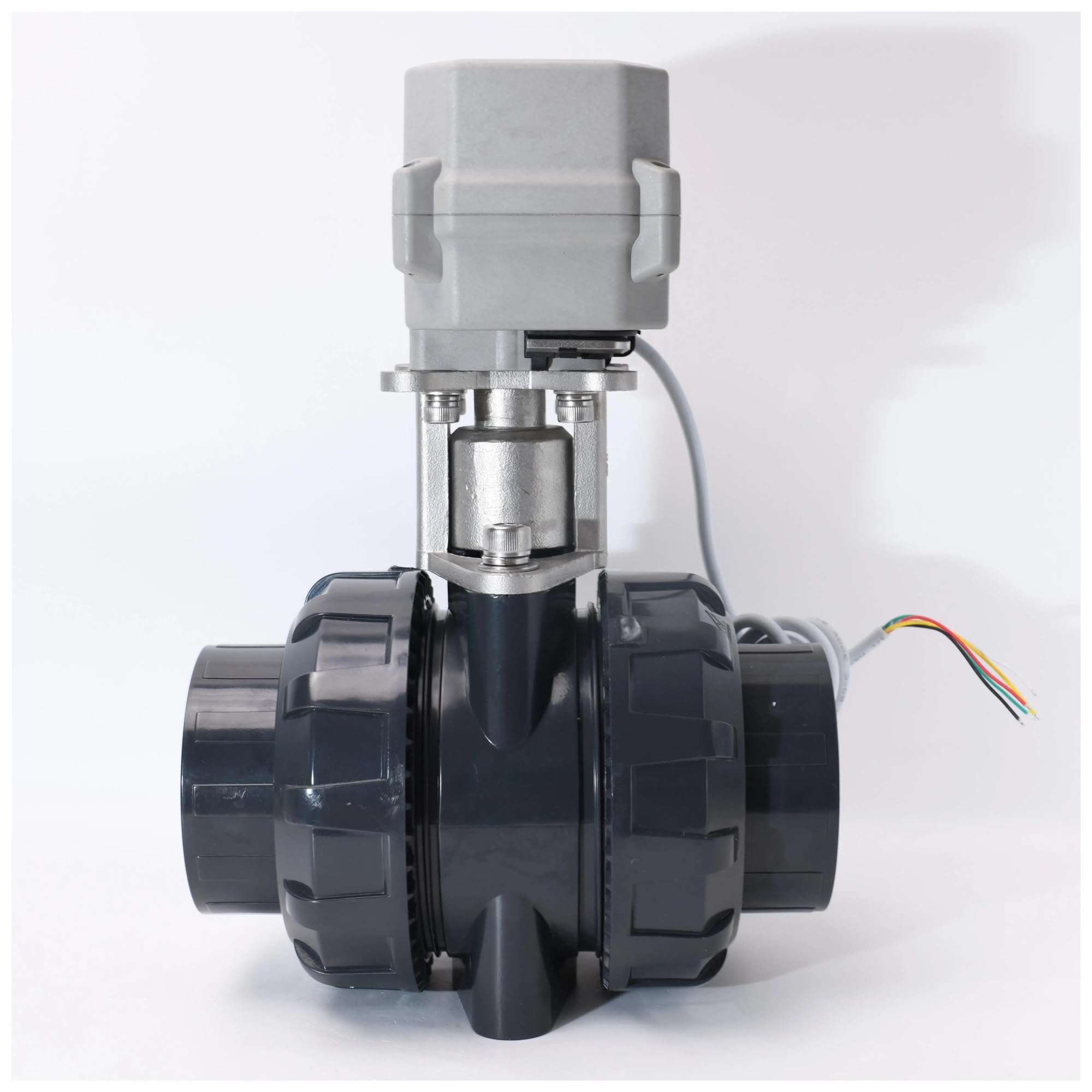 CR201 DN40 Valvola motorizzata elettrica in PVC con attuatore di flusso for il controllo del flusso dell'acqua Valvola a sfera Valvola motorizzata UPVC con staffa SS